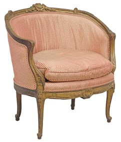 LOUIS XV STYLE PARCEL-GILT UPHOLSTERED ARMCHAIR