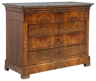 FRENCH LOUIS PHILIPPE MARBLE-TOP WALNUT COMMODE SECRETAIRE