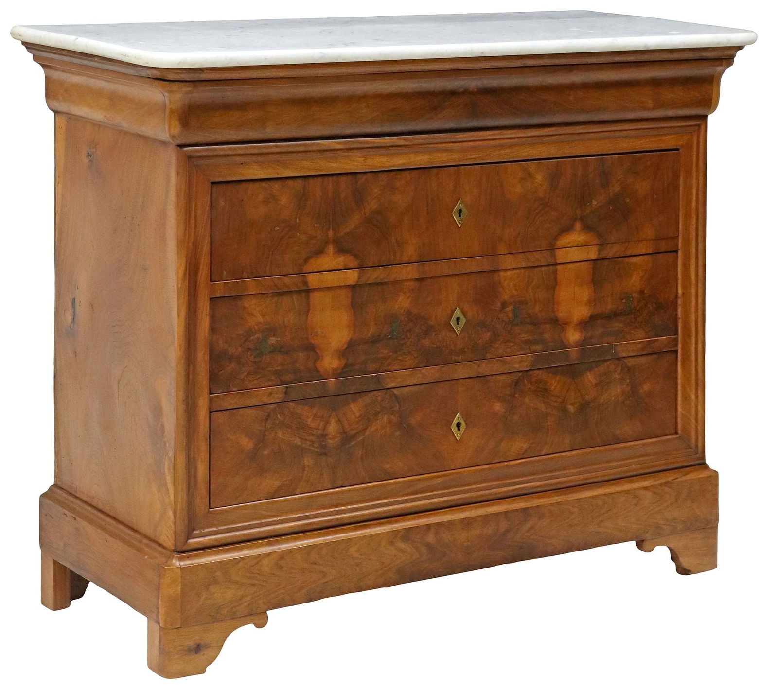 FRENCH LOUIS PHILIPPE PERIOD MARBLE-TOP FIGURED WALNUT COMMODE (1 of 5)