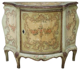 ITALIAN VENETIAN PAINT-DECORATED BOMBE CABINET