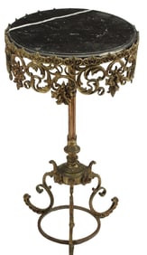 MARBLE-INSET BRONZE SIDE TABLE