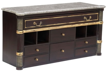 FRENCH STYLE MARBLE-TOP MAHOGANY TABLETOP CABINET