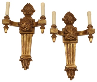 (2) PAUL FERRANTE (ATTRIB.) 'MONACO' GILTWOOD TWO-LIGHT SCONCES