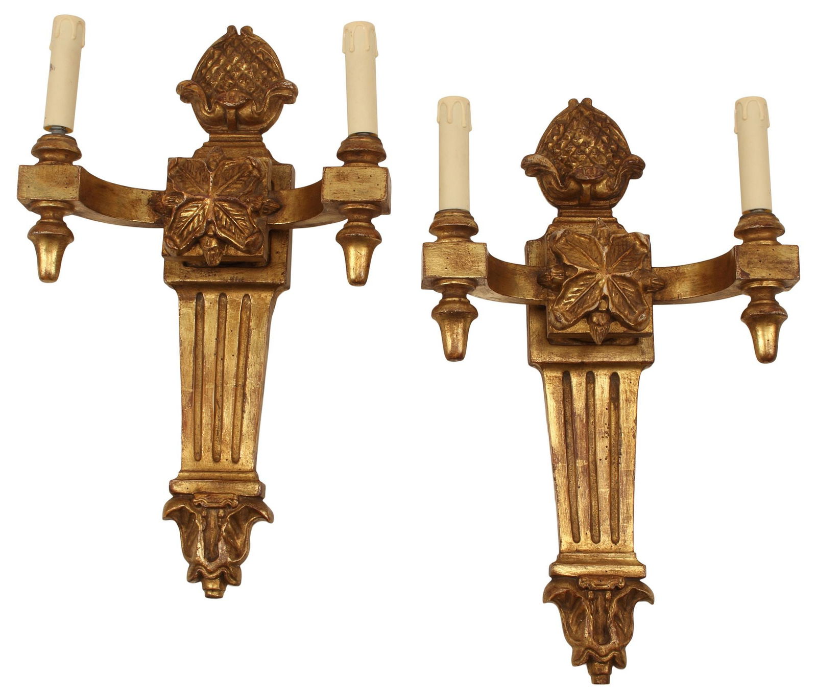 (2) PAUL FERRANTE (ATTRIB.) 'MONACO' GILTWOOD TWO-LIGHT SCONCES (1 of 4)