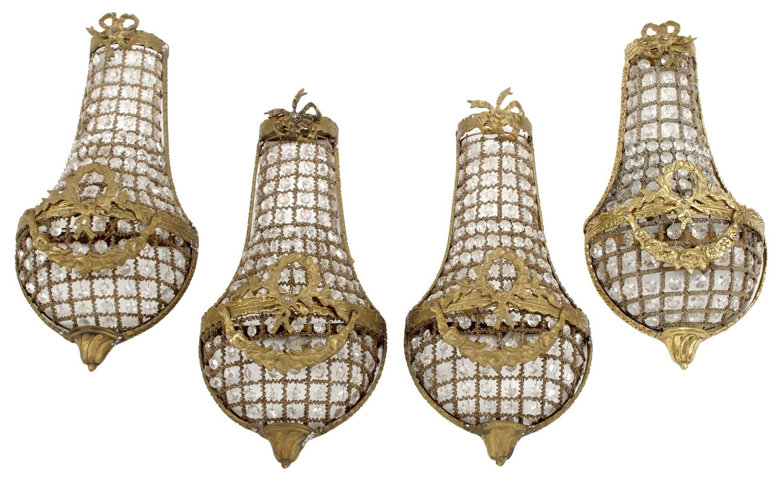 (4) EMPIRE STYLE ORMOLU & CRYSTAL 1-LIGHT WALL SCONCES (1 of 5)