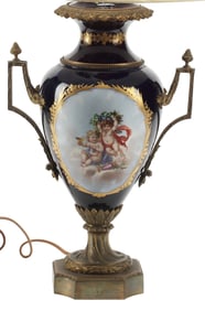 FRENCH SEVRES STYLE PORCELAIN VASIFORM 1-LIGHT TABLE LAMP
