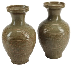 (2) CHINESE CELADON-GLAZED VASES