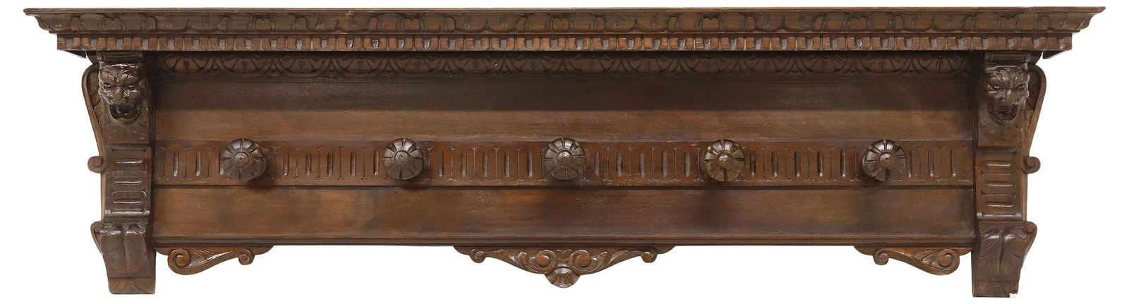 LARGE ITALIAN RENAISSANCE REVIVAL CARVED COAT/ HAT RACK, 63"L (1 of 4)