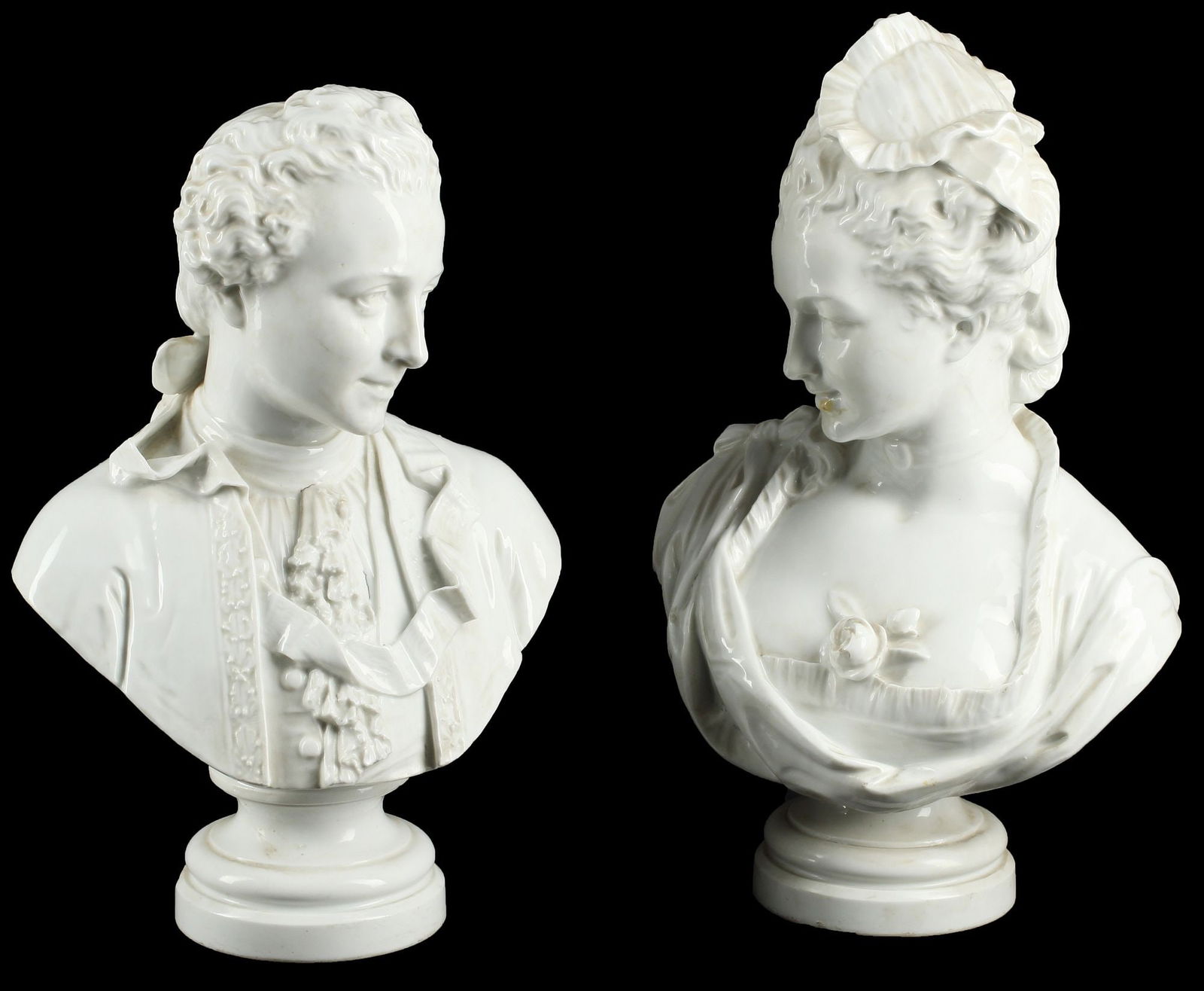 (2) CONTINENTAL GLAZED PORCELAIN BUSTS (1 of 5)