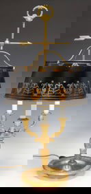 FRENCH EMPIRE STYLE ORMOLU 3-LT BOUILLOTTE TABLE LAMP