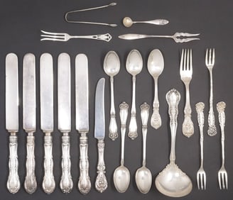 (20) AMERICAN STERLING SILVER FLATWARE, REED & BARTON, WALLACE & OTHER