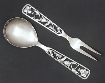 (2) NORWEGIANÂ 830 SILVER SERVING FLATWARE