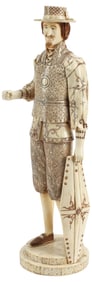 CARVED BONE-TILED OKIMONO MAN IN EUROPEAN DRESS