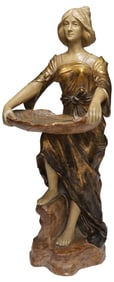 AFTER BERNHARD BLOCH (1836-1909) ART NOVEAU BEAUTY WITH LILY PAD, 26"H