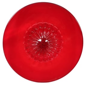 VITTORIO ZECCHIN (ATTRIB) SOFFIATO RUBY RED GLASS CENTERPIECE BOWL 24"