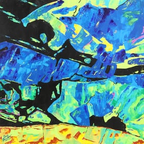BETH BORDEN (20TH C.) ABSTRACT ACRYLIC PAINTING, 48" X 48"