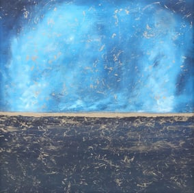 CJ COWDEN (20TH C.) ABSTRACT PAINTING 'FALLING STARS' 36" X 36"