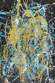 MICHAEL MYERS (20TH C.) ABSTRACT ACRYLIC PAINTING, 36" X 24"