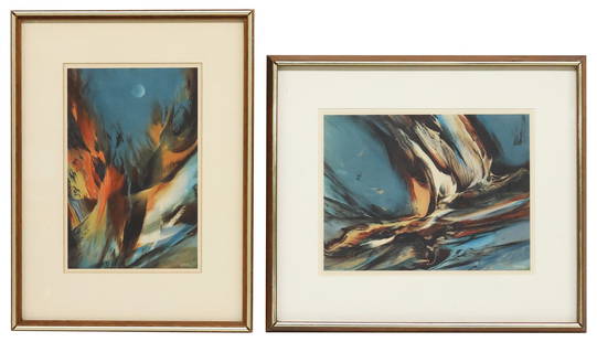 (2) AFTER LEONARDO NIERMAN (1932-2023) LITHOGRAPHS IN COLORS: (lot of 2) Framed lithographs in colors on paper, signed in the print lower right Nierman (Leonardo Nierman, Mexican, 1932-2023), printed by Arts Litho, accompanied by certificate of