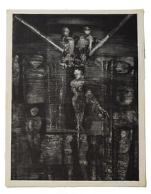 MORT BARANOFF (1932-1978) TEXAS MODERNIST LITHOGRAPH 1969