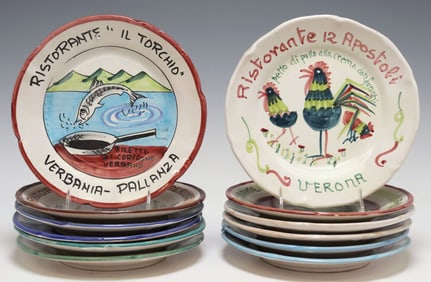 (12) RISTORANTE DEL BUON RICORDO HAND-PAINTED CERAMIC PLATES