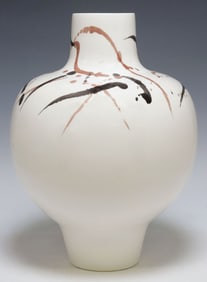 LARGE CONTEMPORARY ABSTRACT SPLASH GLAZED POTTERY VASE