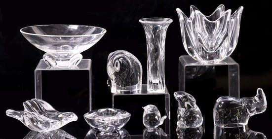 (9) STEUBEN, BACCARAT & ORREFORS GLASS GIFTWARE