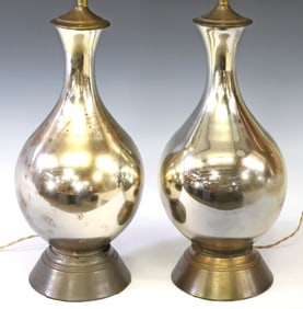 (2) MODERN SILVERED GLASS VASIFORM 1-LIGHT TABLE LAMPS