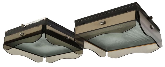 (2) ITALIAN MID-CENTURY MODERN FLUSH MOUNT CEILING LIGHTS