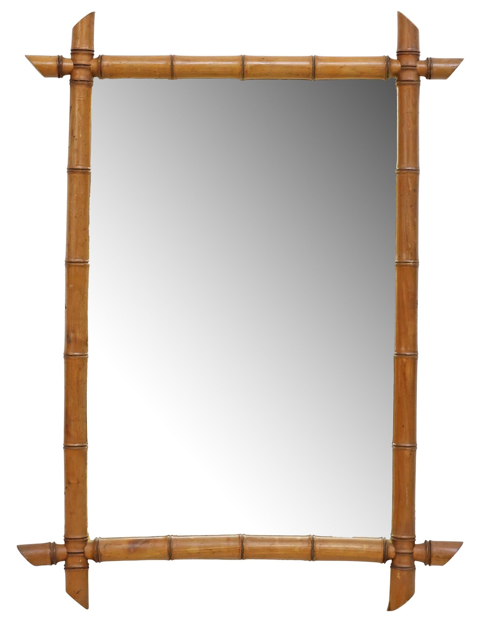 FRENCH TURNED WOOD FAUX BAMBOO FRAMED MIRROR (1 of 3)