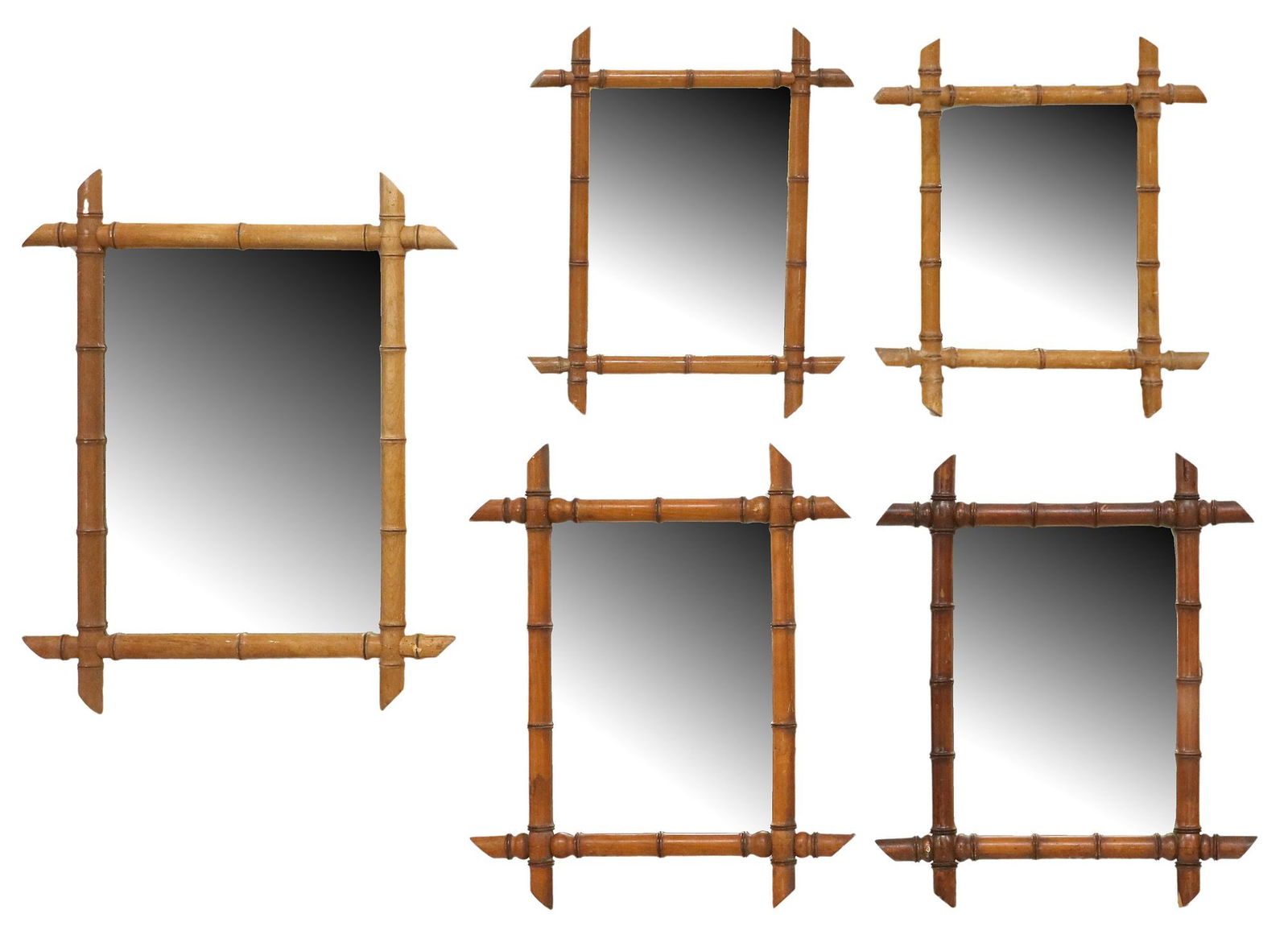 (5) FRENCH FAUX BAMBOO TURNED WOOD WALL MIRRORS (1 of 3)