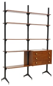ITALIAN MID-CENTURY MODERN TEAK MODULAR WALL UNIT