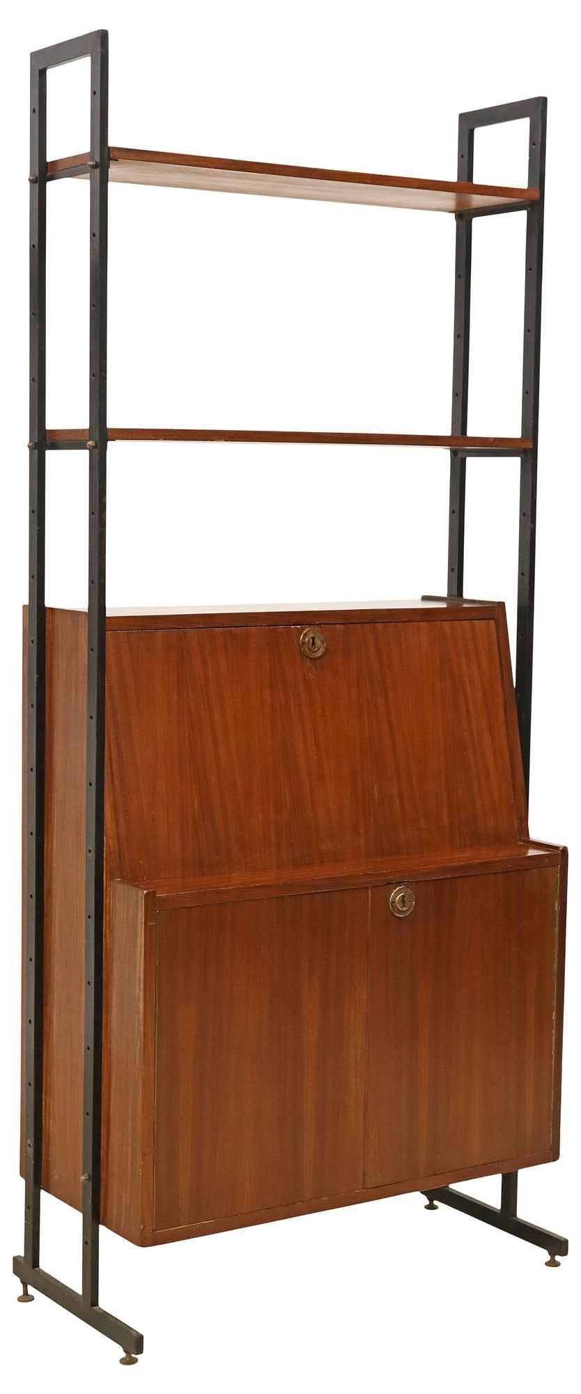 ITALIAN MID-CENTURY MODERN TEAK BUREAU BOOKCASE (1 of 5)