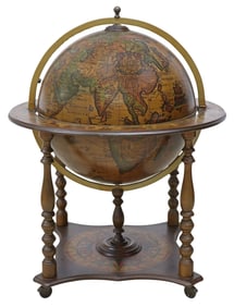 ITALIAN TERRESTRIAL GLOBE-FORM BAR CART WITH ZODIAC MOTIFS