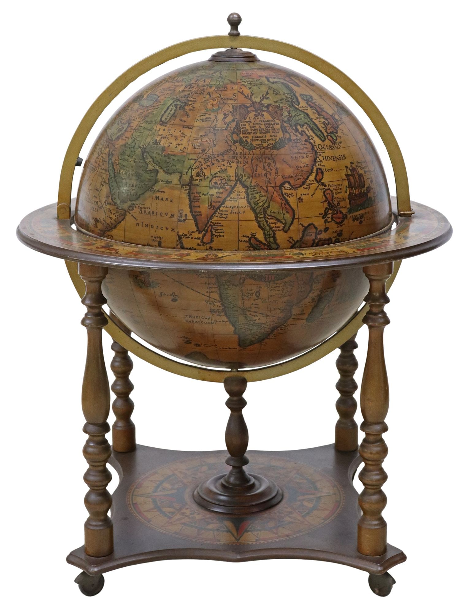 ITALIAN TERRESTRIAL GLOBE-FORM BAR CART WITH ZODIAC MOTIFS (1 of 5)