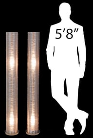 (2) CONTEMPORARY ACRYLIC THREE-LIGHT FLOOR LAMPS