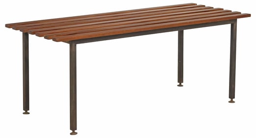 ITALIAN MID-CENTURY MODERN TEAK SLATTED BENCH