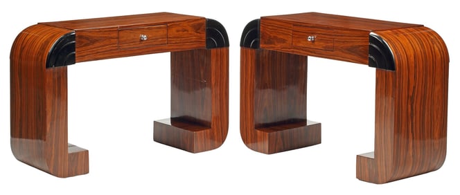 (2) ART DECO STYLE 1-DRAWER CONSOLE TABLES