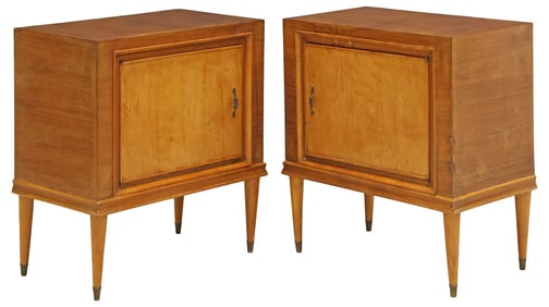 (2) ITALIAN MID-CENTURY MODERN WALNUT NIGHTSTANDS