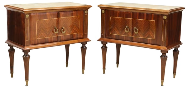 (2) ITALIAN MID-CENTURY MODERN ROSEWOOD NIGHTSTANDS