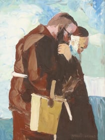 MARIO BERRINO (1920-2011) IMPRESSIONIST PAINTING, TWO MONKS