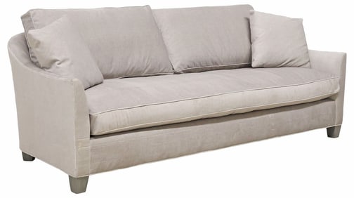 CONTEMPORARY LEE INDUSTRIES GREY VELVET UPHOLSTERED SOFA