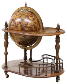 VINTAGE ITALIAN TERRESTRIAL GLOBE-FORM BAR / SERVICE CART