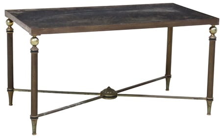 MAISON BAGUES STYLE MIRROR-TOP GILT METAL & BRASS COFFEE TABLE