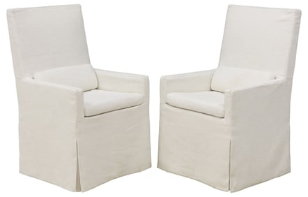 (2) RESTORATION HARDWARE BELGIAN SLIPCOVERED DINING CHAIRS