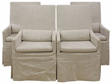 (4) RESTORATION HARDWARE BELGIAN SLIPCOVERED DINING CHAIRS