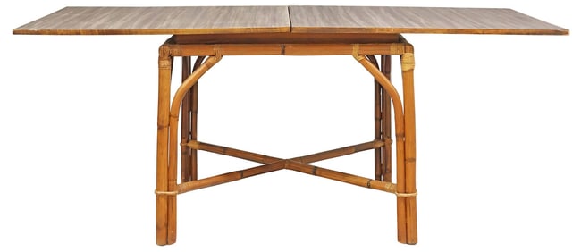 MODERN FICKS REED (ATTRIB.) BAMBOO & RATTAN FLIP-TOP TABLE
