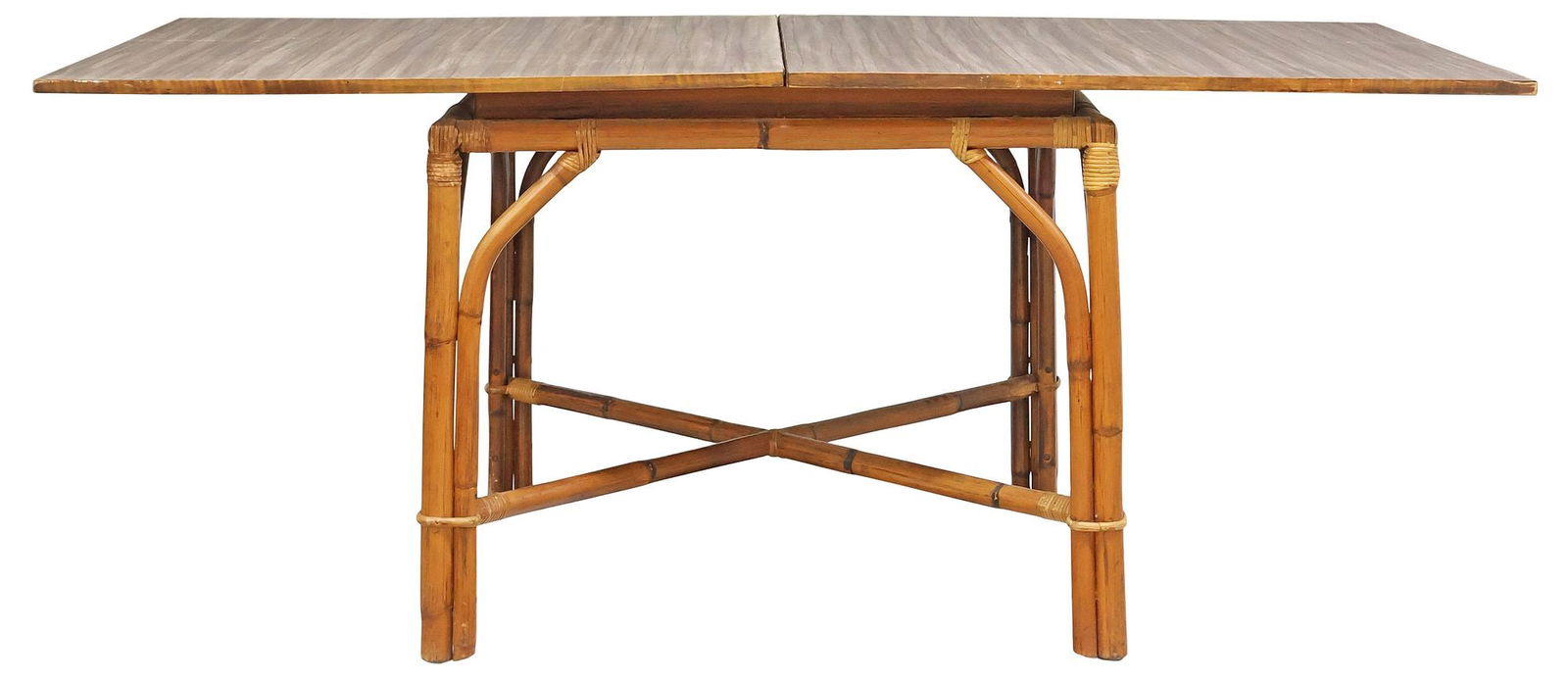 MODERN FICKS REED (ATTRIB.) BAMBOO & RATTAN FLIP-TOP TABLE (1 of 6)