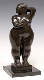 AFTER FERNANDO BOTERO BRONZE SCULPTURE 'MUJER DE PIE'