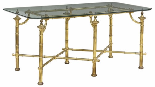 VINTAGE FAUX BAMBOO BRASS COFFEE TABLE